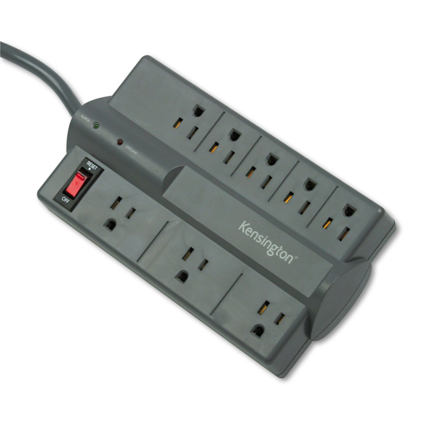 Power Outlet Strips; Amperage: 15; Voltage: 120; Number of Outlets: 8; Material: ABS Plastic; Mounting Type: Wall; Cord Length (Feet): 6; NEMA Configuration: 5-15P; Overall Depth (Decimal Inch): 8; Overall Depth (Inch): 8; Color: Gray; Overall Height (Inc