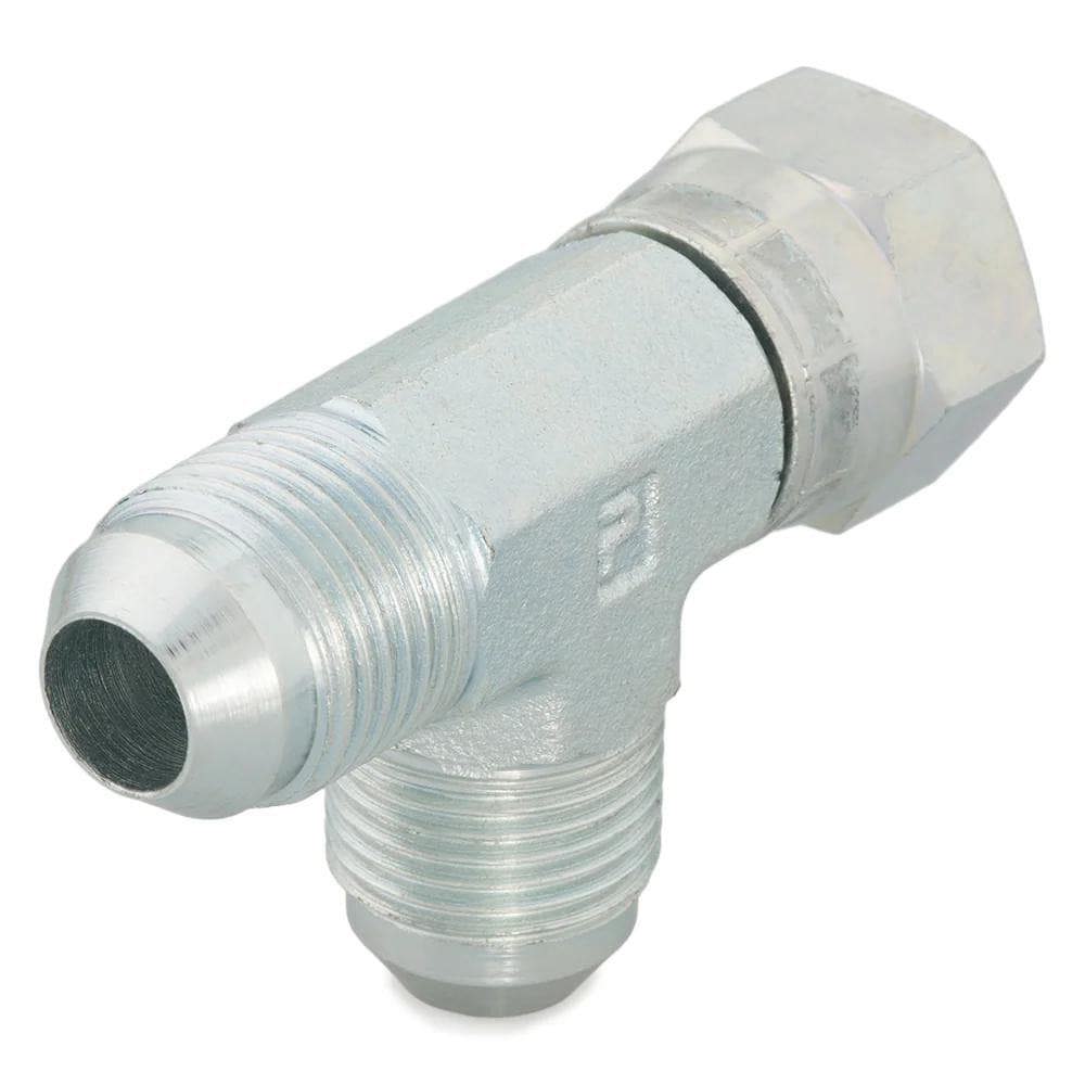 Steel Flared Tube Swivel Run Tee: 1/4