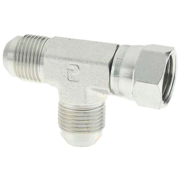 Steel Flared Tube Swivel Run Tee: 5/8
