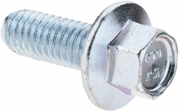 Smooth Flange Bolt: M6 x 1 Metric, 16 mm Length Under Head, Fully Threaded