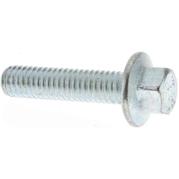 Smooth Flange Bolt: M6 x 1 Metric, 25 mm Length Under Head, Partially Threaded