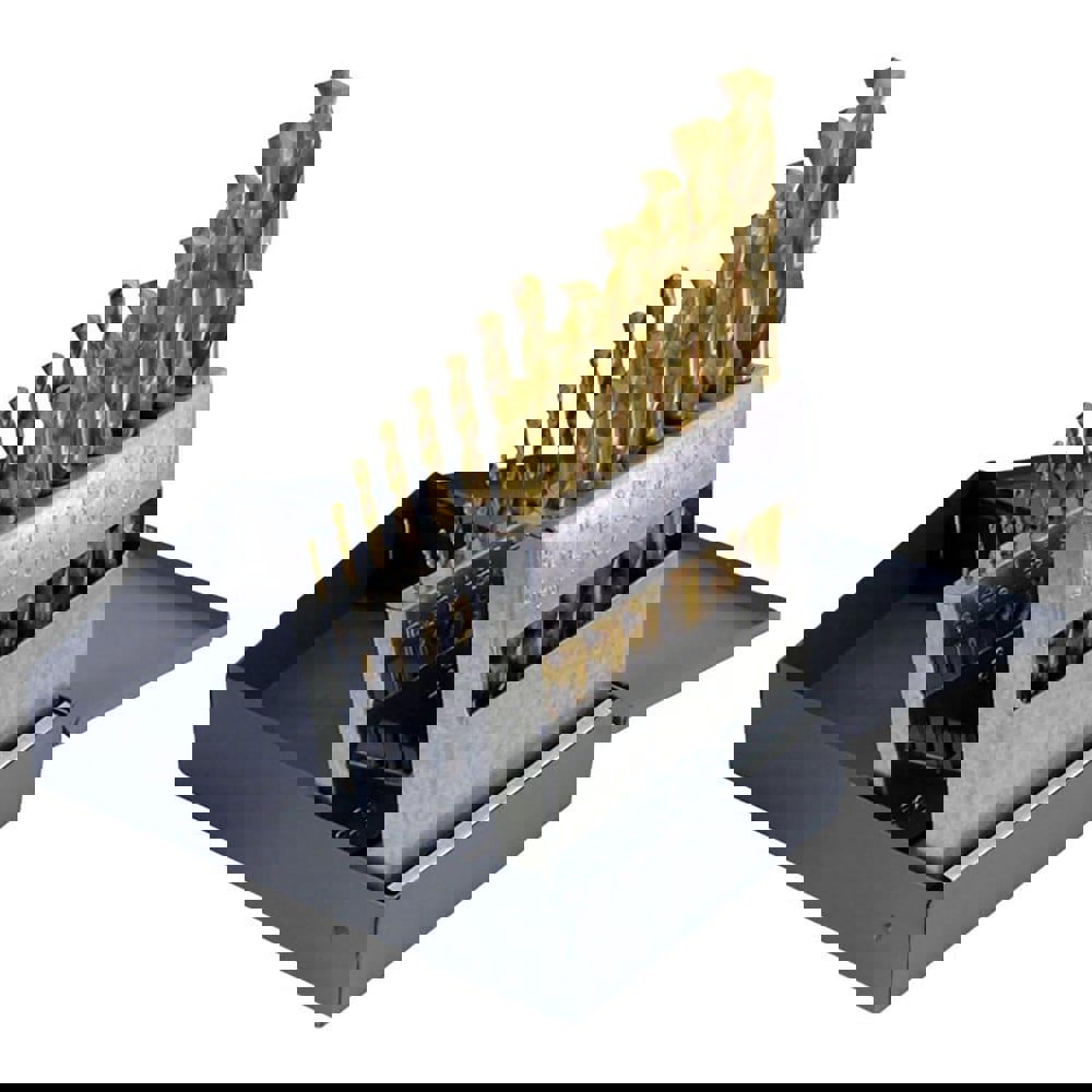 Drill Bit Set: Jobber Length Drill Bits, 15 Pc, 135 &deg;, High Speed Steel
