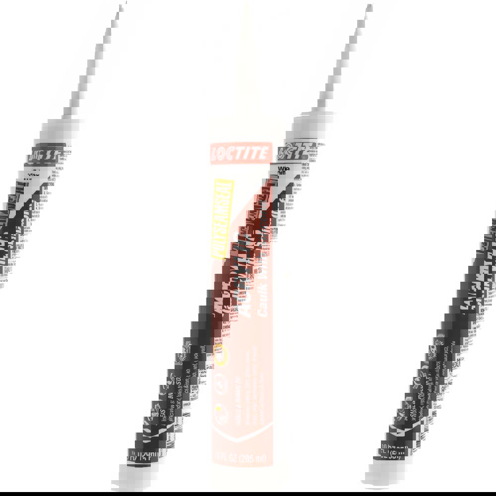 Caulk: 10 oz Tube, White, Acrylic & Silicone Hybrid