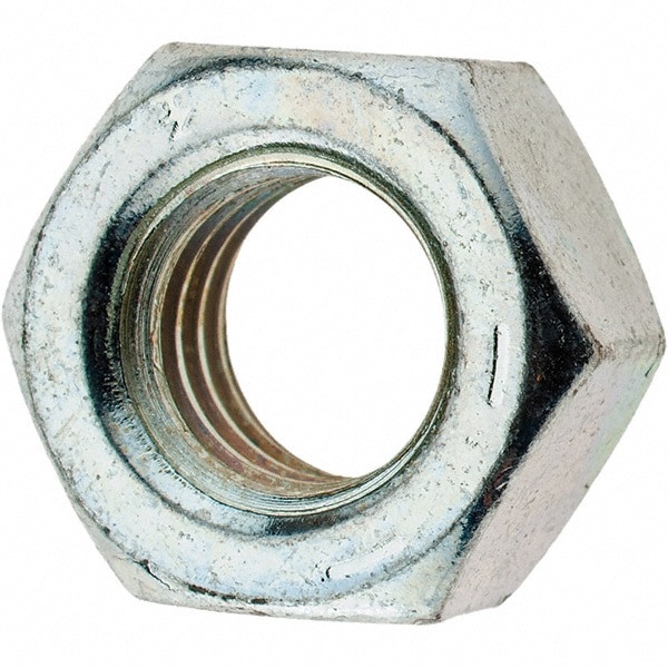 Hex Nut: 9/16-12, Grade 8 Steel, Zinc Clear Finish