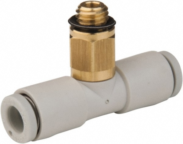 Push-To-Connect Tube Fitting: Male Branch Tee, M5 x 0.8 Thread