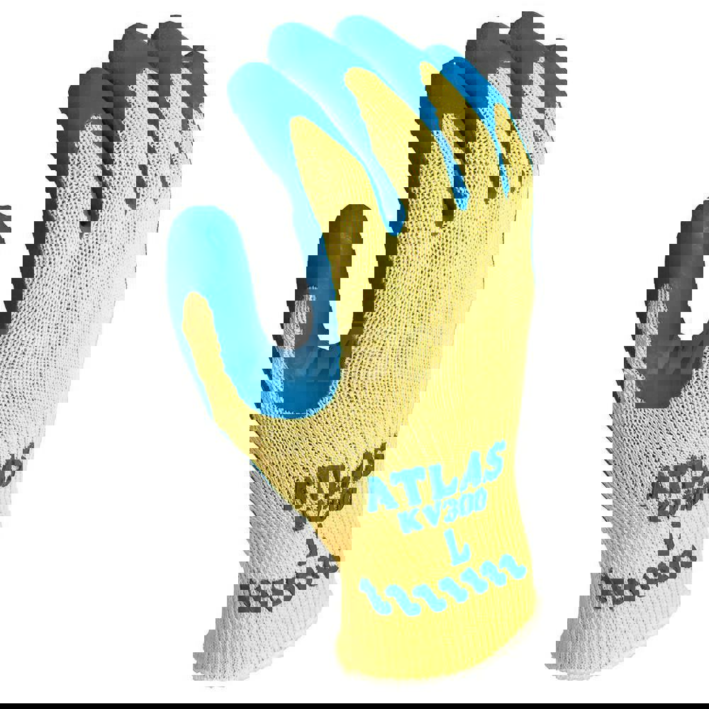 Cut & Abrasion-Resistant Gloves: Size 2XL, ANSI Cut A3, Rubber, Kevlar