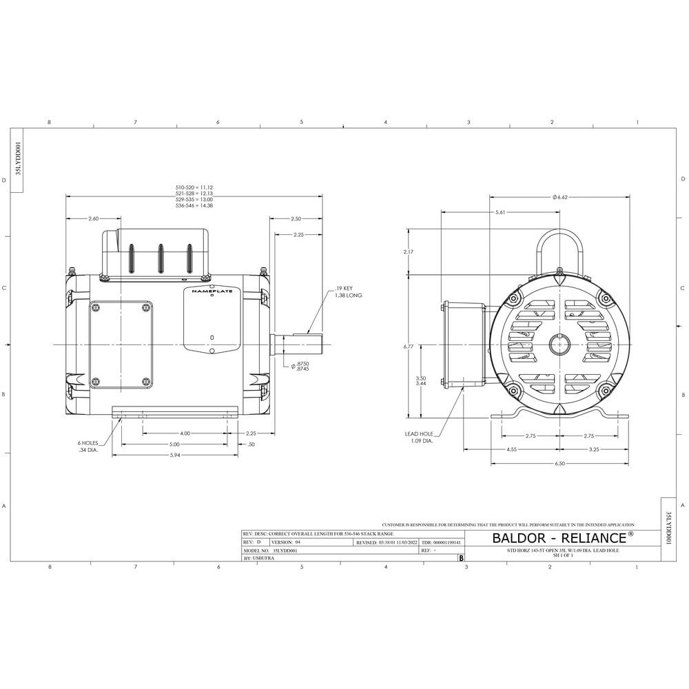Single Phase AC Motor: ODP Enclosure