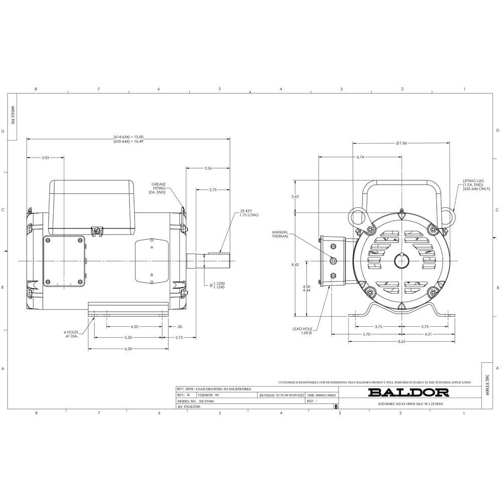 Single Phase AC Motor: ODP Enclosure