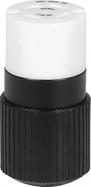 Locking Inlet: Plug, Commercial, L16-30P, 480V, Black & White