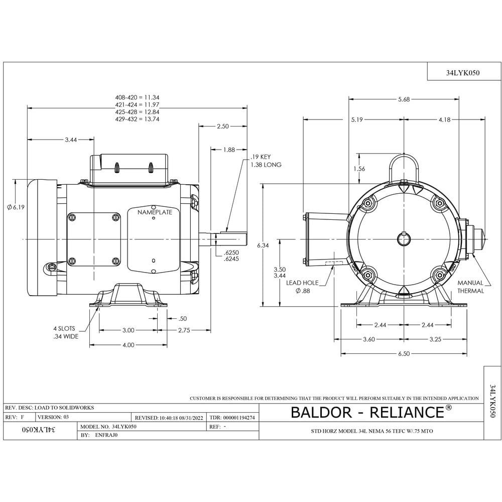 Single Phase AC Motor: TEFC Enclosure