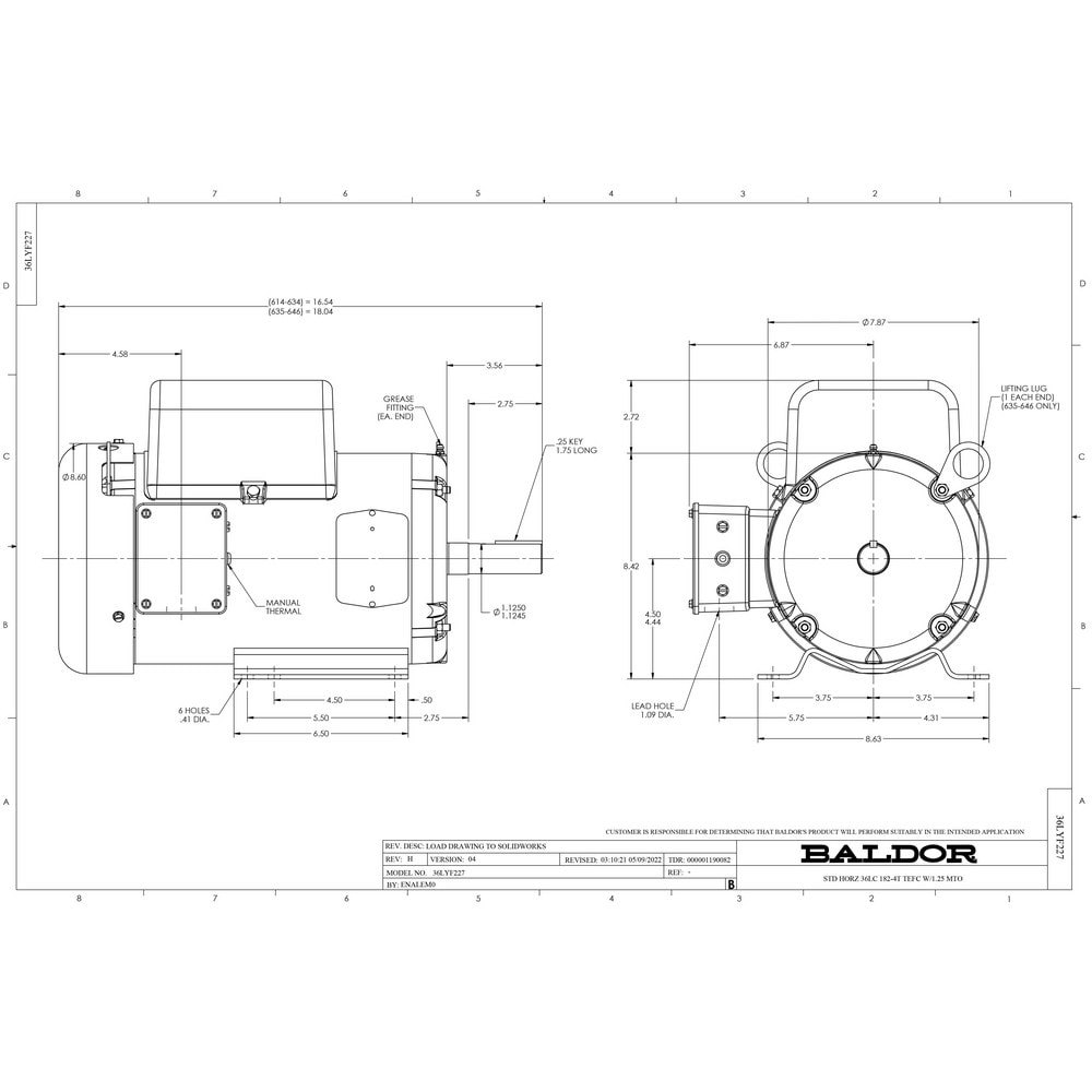 Single Phase AC Motor: TEFC Enclosure