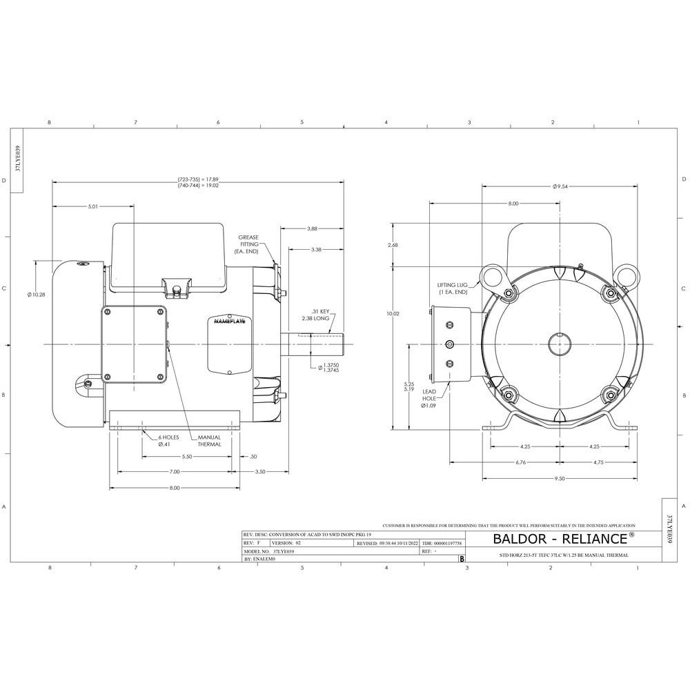 Single Phase AC Motor: TEFC Enclosure