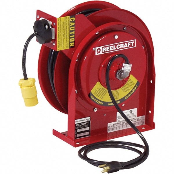 Cord & Cable Reel: 16 AWG, 50' Long, Single NEMA 5-15 End