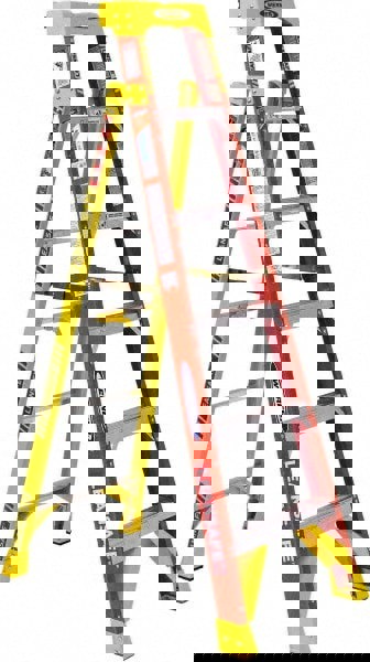 5 Step Fiberglass Foldable Step Ladder: Type IA 300 lb Capacity 6' Height