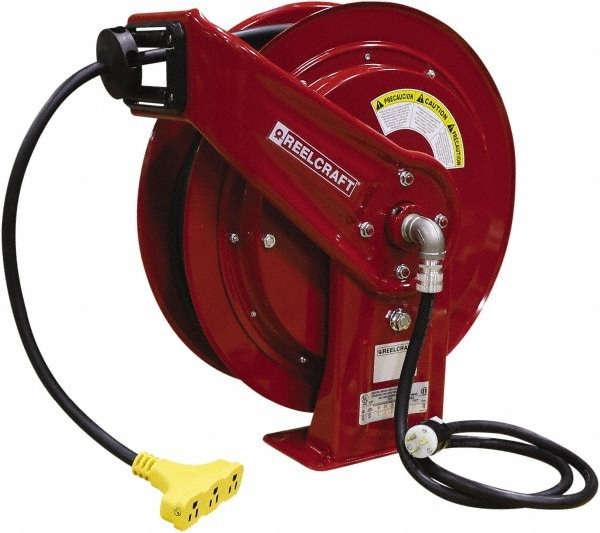 Cord & Cable Reel: 12 AWG, 75' Long, Triple-Tap Outlet End