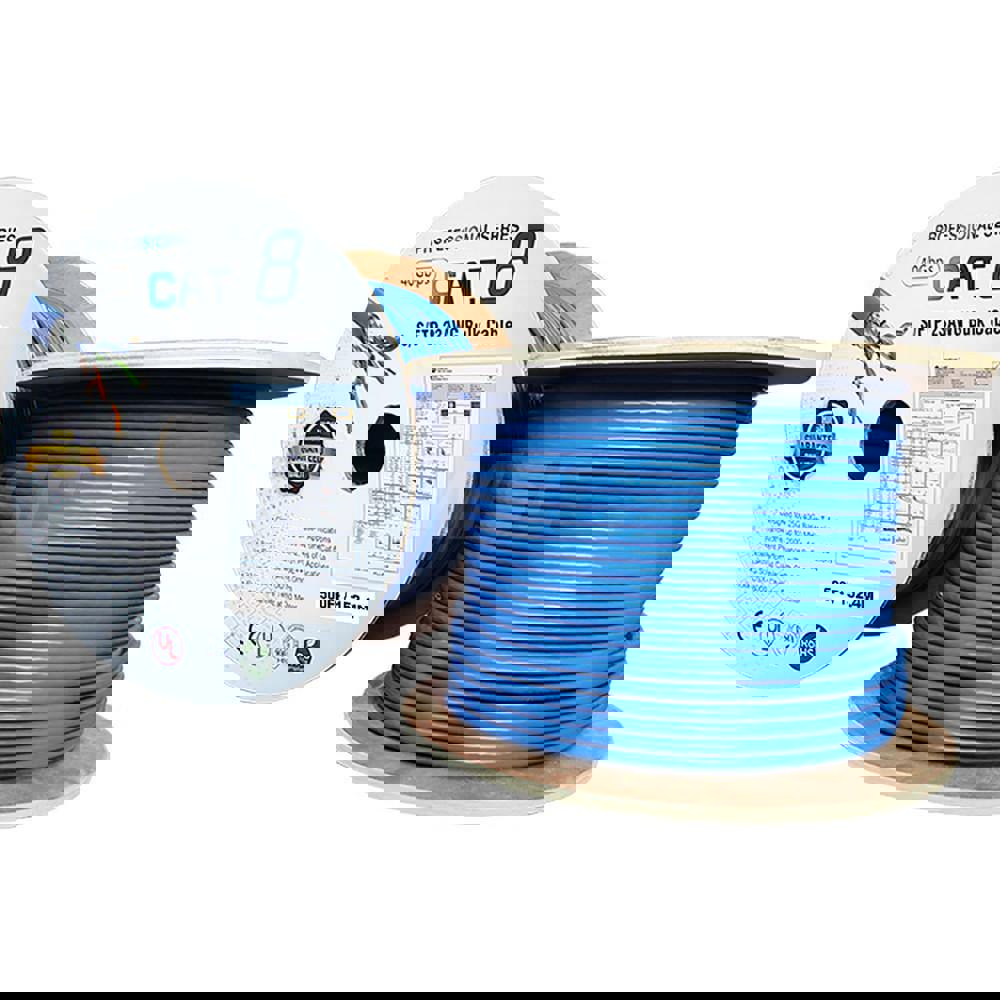 Ethernet Cable: Cat8, 23 AWG, 2,000 MHz, Double Shielded & Braid