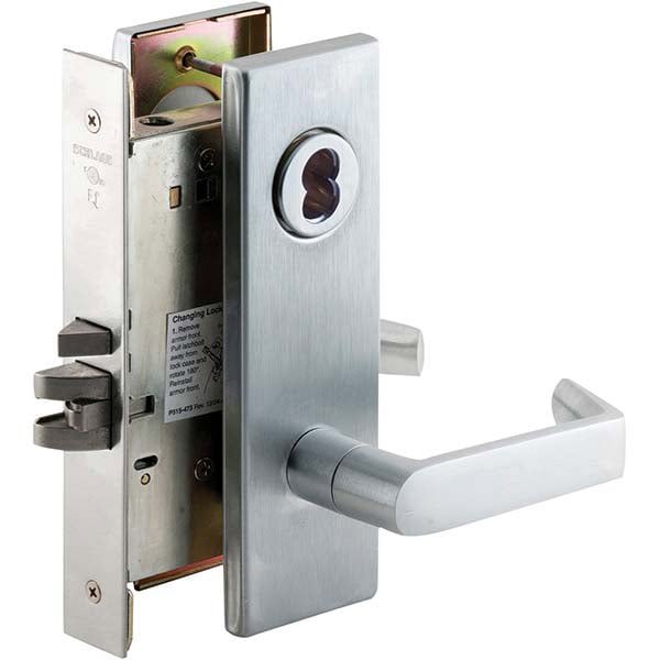 Lever Locksets; Type: Classroom; Door Thickness: 1-3/4; Key Type: Conventional; Back Set: 2-3/4; For Use With: Commercial Doors; Finish/Coating: Satin Chrome; Material: Steel; Material: Steel; Door Thickness: 1-3/4; Lockset Grade: Grade 1; Performance: He