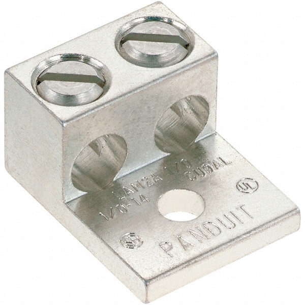 Square Ring Terminal: Non-Insulated, 14 to 1/0 AWG, Lug Connection