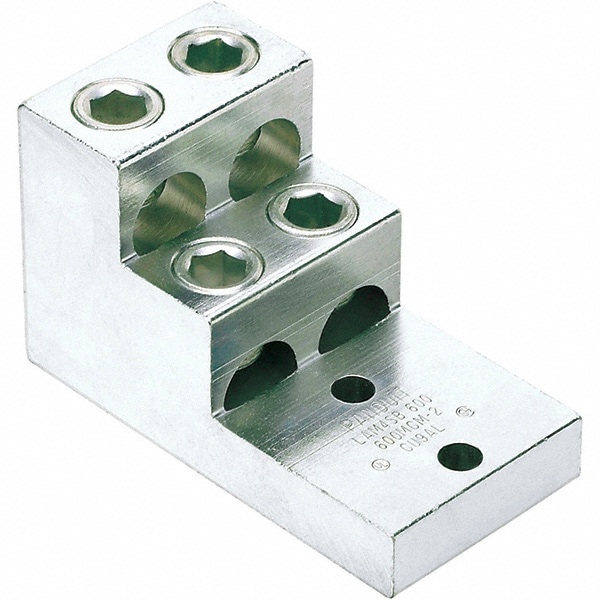 Square Ring Terminal: Non-Insulated, 2 AWG, Lug Connection