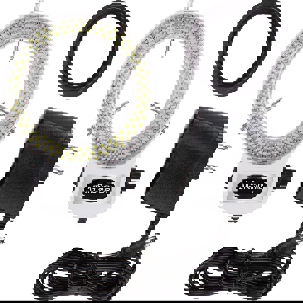 144 LED Intensity-adjustable Ring Light for Stereo Microscopes with White Housing