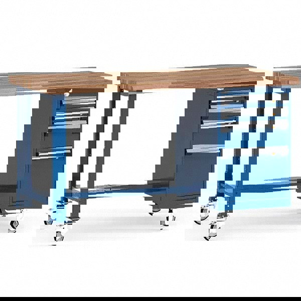 Mobile Work Benches; Bench Type: Mobile Workbench ; Leg Style: Fixed ; Height (Inch): 34 ; Color: Avalanche Blue ; Work Bench Material: Painted Steel ; Top Material: Laminated Maple Wood