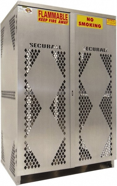 Flammable & Hazardous Storage Cabinets: 2 Door, 4 Shelf, Manual Closing, Yellow
