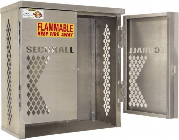Flammable & Hazardous Storage Cabinets: 1 Door, 1 Shelf, Manual Closing, Silver