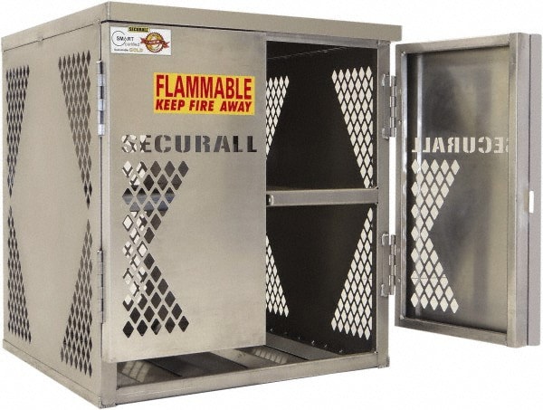 Flammable & Hazardous Storage Cabinets: 2 Door, 2 Shelf, Manual Closing, Yellow