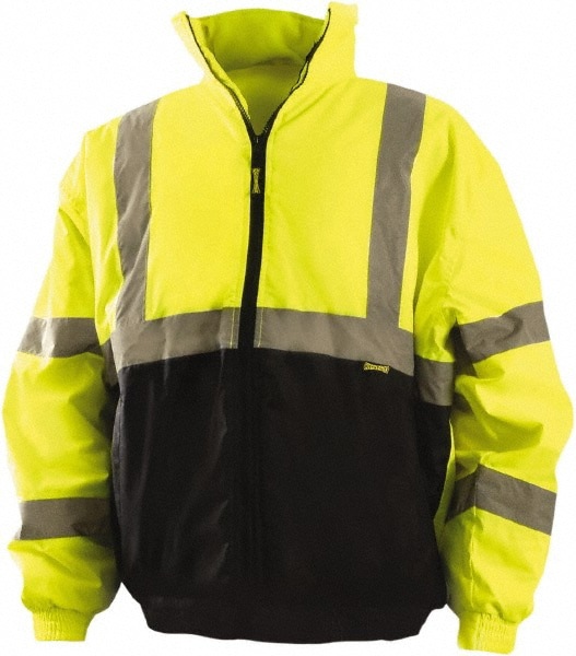 Cold Weather Jacket: Size Large, Black & Hi-Visibility Yellow, Polyester