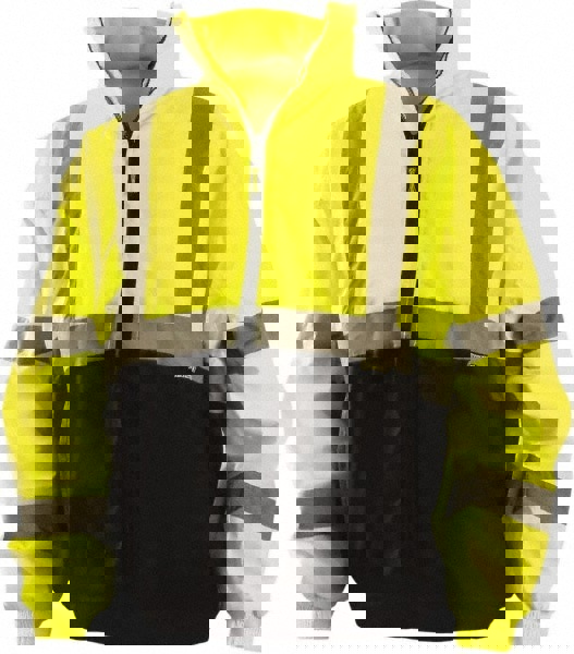 Cold Weather Jacket: Size X-Large, Black & Hi-Visibility Yellow, Polyester