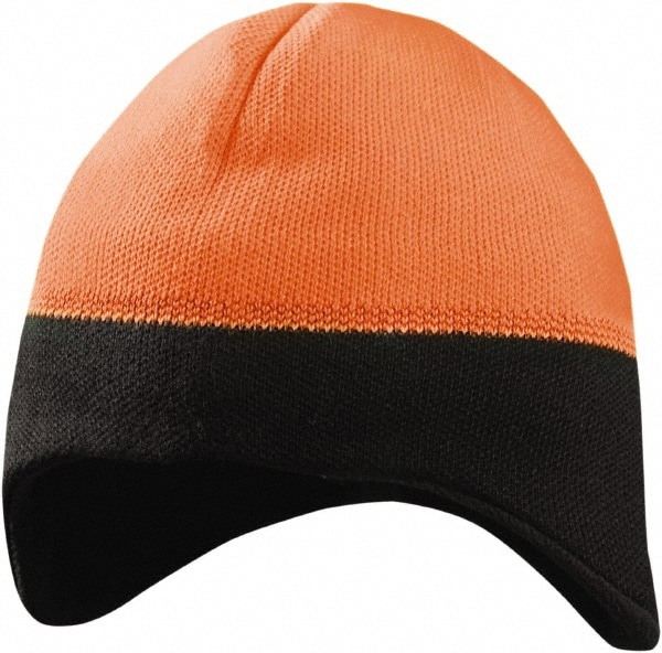 Beanie Hat: Size Universal, Orange, Acrylic Rib Knit, Brushed Anti-Pilling Fleece & Reflective Thread
