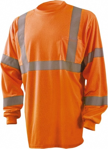 Work Shirt: High-Visibility, 2X-Large, Polyester, High-Visibility Orange, 1 Pocket