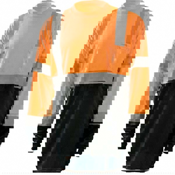 Work Shirt: High-Visibility, 5X-Large, Polyester, Orange, 1 Pocket