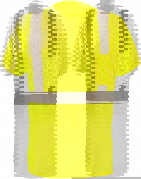 Work Shirt: High-Visibility, T-Shirt, 4X-Large, Polyester, High-Visibility Yellow, 1 Pocket