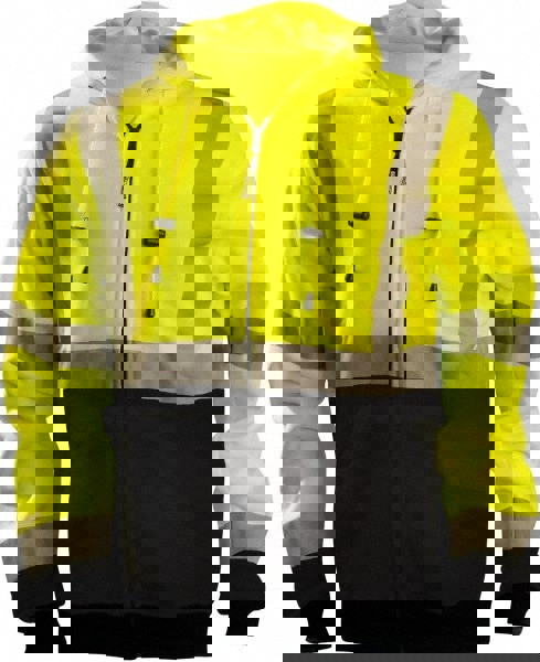 Heated Sweatshirt: Size X-Large, Black & High-Visibility Yellow, Polyester