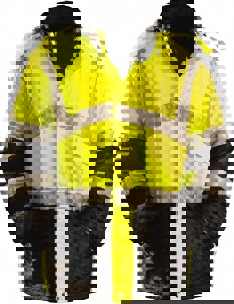 Heated Jacket: Size Medium, High-Visibility Yellow, Polyester