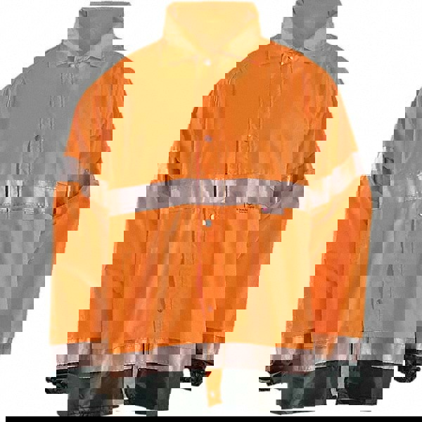 Rain Jacket: Size Large, ANSI 107-2015 Type R Class 3, High-Visibility Orange, Polyester