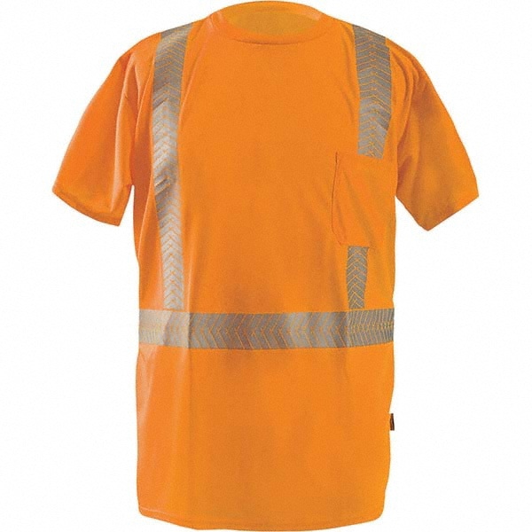 Work Shirt: High-Visibility, 5X-Large, Polyester, High-Visibility Orange, 1 Pocket