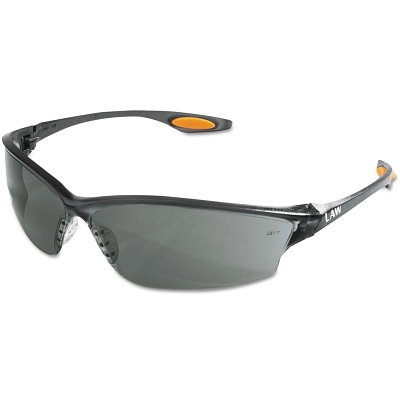 Safety Glasses: Scratch-Resistant, Polycarbonate, Gray Lenses, Full-Framed