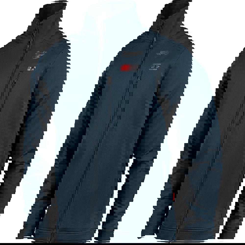 Heated Jacket: Size 2X-Large, Navy Blue, Polyester