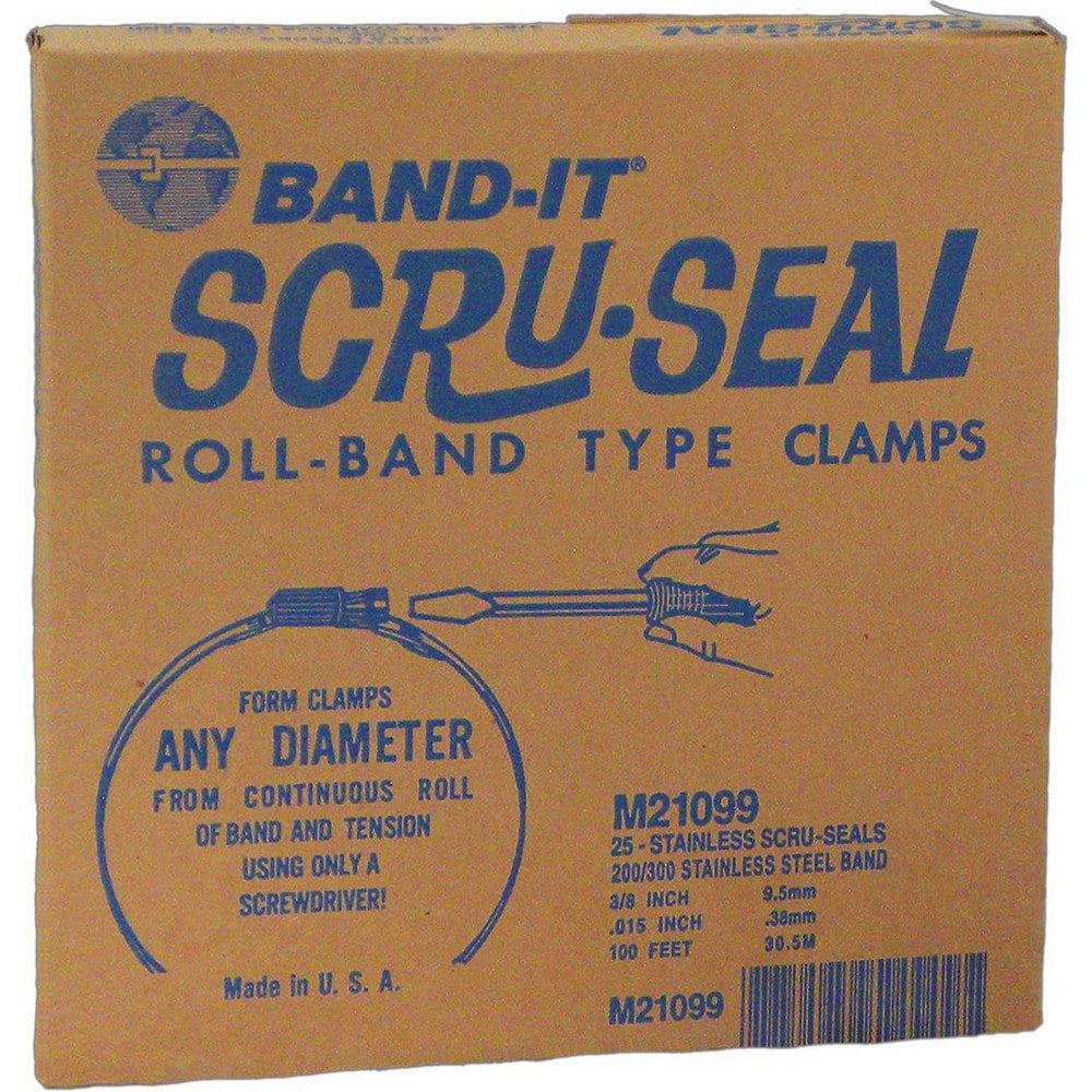 Band Clamps; Clamp Type: Scru-Band Clamps ; Material: Stainless Steel ; Number of Pieces: 1 ; Material Grade: 200/300 ; Includes: 25 Scru-Seal racks, 25 housings, VALU-STRAPTM Plus Band 3/8
