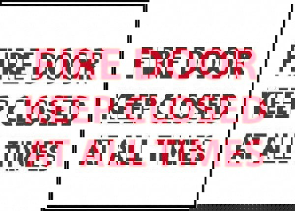 Fire Door - Keep Closed at All Times, Plastic Fire and Exit Sign