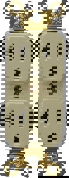 Straight Blade Duplex Receptacle: NEMA 5-20R, 20 Amps, Self-Grounding