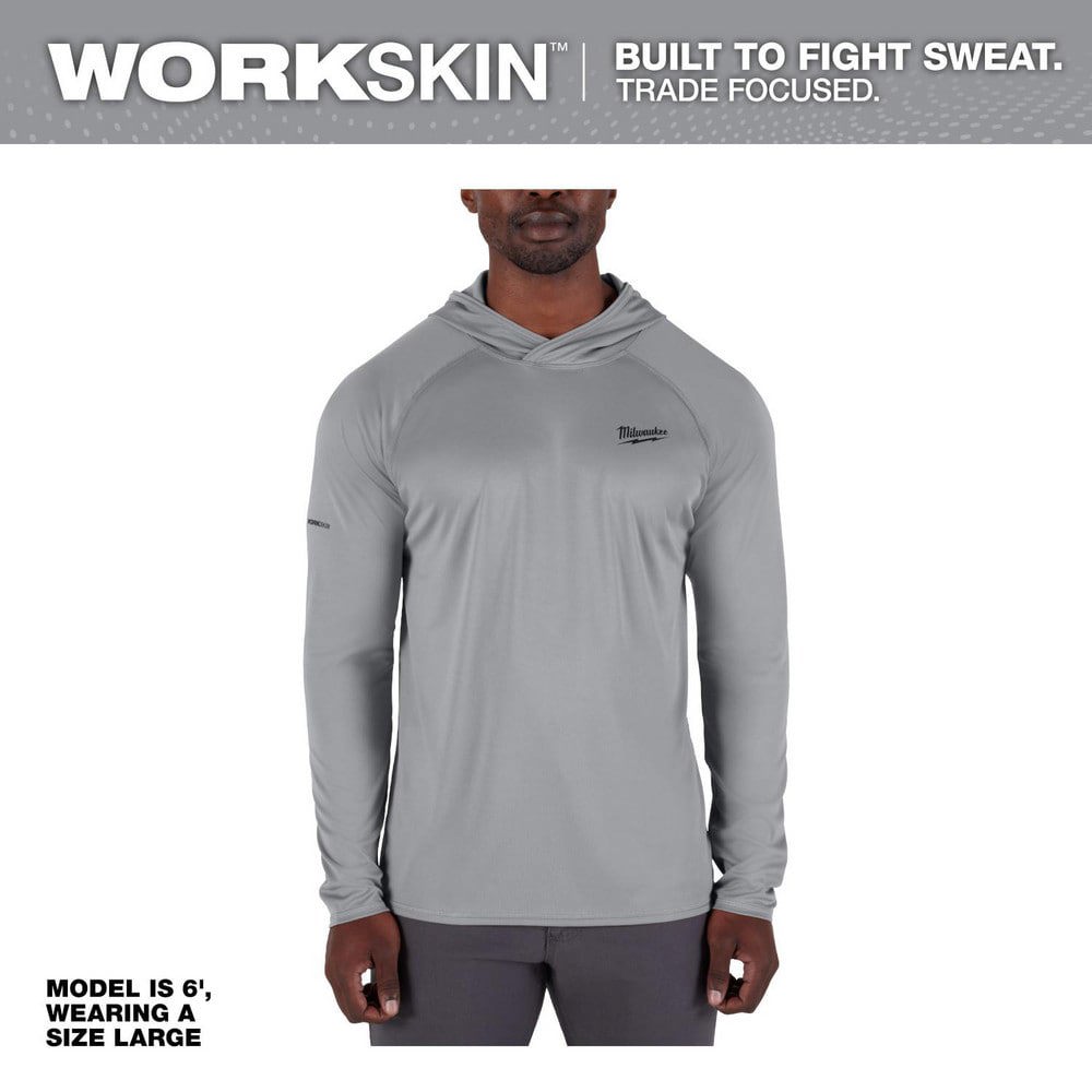 Shirts; Garment Style: Long Sleeve; Hooded ; Garment Type: Lightweight ; Size: Large ; Color: Gray ; Material: Polyester ; Chest Size (Inch): 46-48