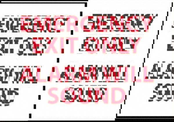Emergency Exit Only Alarm Will Sound, Pressure Sensitive Vinyl Exit Sign
