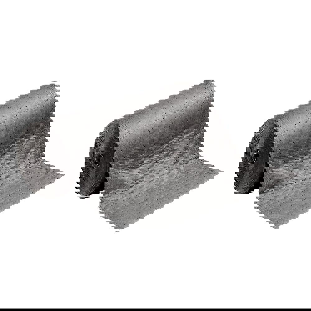 Sorbent Mat: Designed to absorb fluids such as oils, coolants, solvents, and water Use, Light Weight, 150' Long, 20.1 gal Capacity, Gray