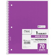 Notebook: 70 Sheets, Wide Ruled, White Paper