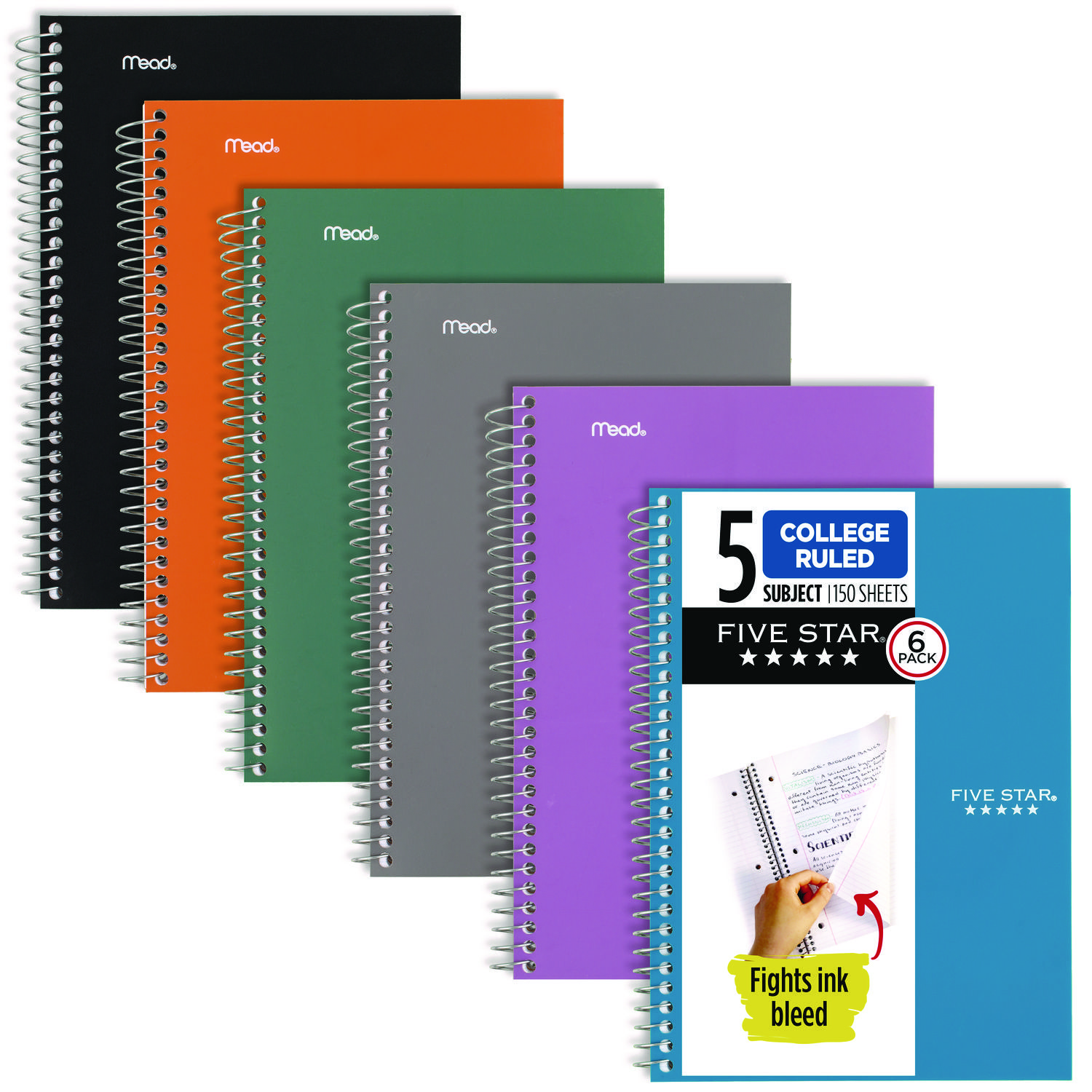NOTEBOOK,5SUB CR,6PK,AST