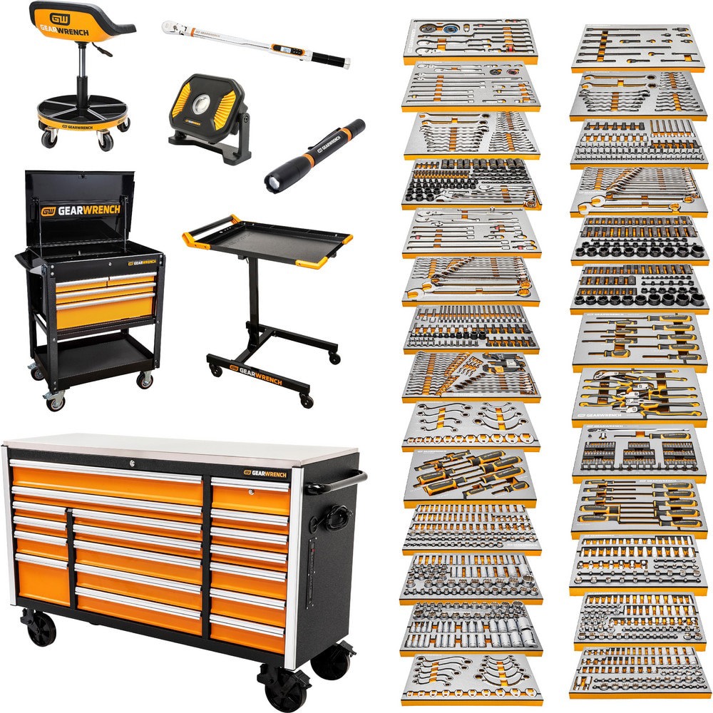 Combination Hand Tool Sets; Set Type: MECHANICS ; Tool Type: Assorted ; Number Of Pieces: 1261 ; Measurement Type: Inch & Metric; Torx ; Tool Finish: Full Polish Chrome ; Container Type: Molded Tray; Foam Module