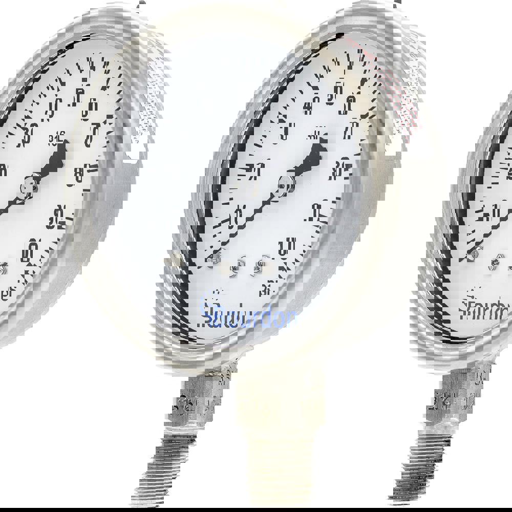 Pressure Gauges; Gauge Type: Commercial Pressure Gauges ; Scale Type: Single ; Accuracy (%): 1.6 ; Dial Type: Analog ; Thread Type: NPT ; Bourdon Tube Material: Stainless Steel